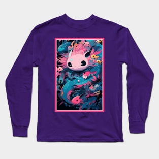 Cute Axolotl Anime Art Design | Cute Animals | Axolotl Hentaii Chibi Kawaii Design Long Sleeve T-Shirt